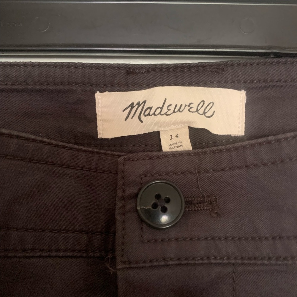 Madewell brown gray pants reinforced knee loose-fitting size 14 like new